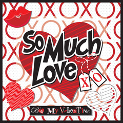 Happy valentine's day with lettering and hearts