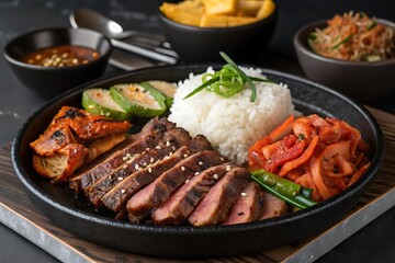 Fototapeta premium beef steak with vegetables