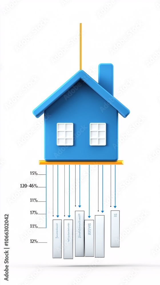 Poster a colorful infographic-style image explaining mortgage amortization steps, showing year-by-year paym