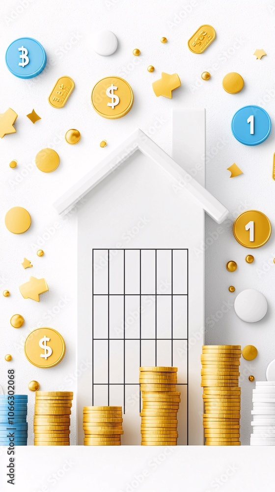 Poster a colorful infographic-style image explaining mortgage amortization steps, showing year-by-year paym