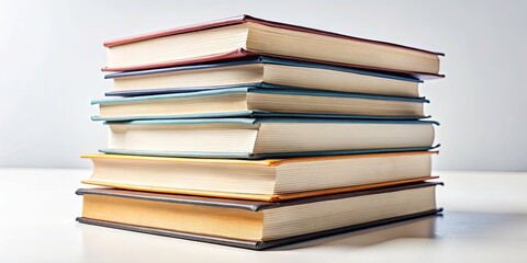 Isolated Paper Textbooks on White Background for Decor, High Depth of Field Display, Blank Space for Text, Perfect for Educational Themes, Book Lovers, and Minimalist Design