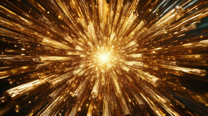 Golden Light Streaks Radiating Outward from a Central Point