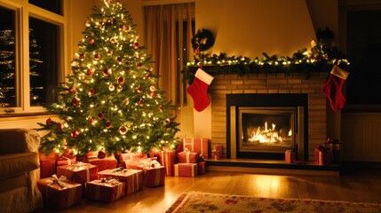 Christmas Tree and Fireplace