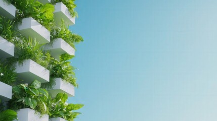 Vertical gardens on modern city buildings, isolated to highlight nature in urban environments