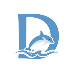 Letter D dolphin logo design vector,editable eps 10.