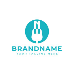 Letter N Fork Logo, symbolizing food, dining, and culinary expertise