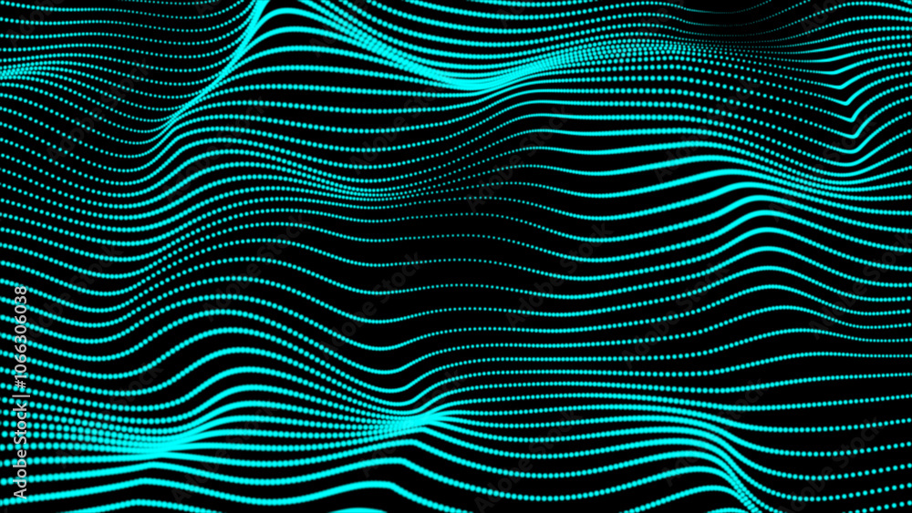 Poster abstract dot line with a dynamic wave. abstract digital wave dots lines particles , cyber, or techno