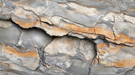 Close-up of a Rough, Cracked, and Layered Rock Surface