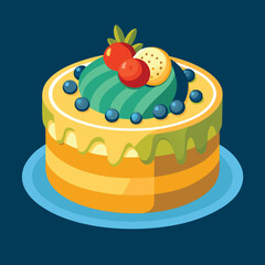  Light Matcha Green Tea Cake with White Chocolate Ganache and Fresh Berries