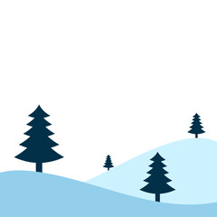Minimalist Winter Landscape with Evergreen Trees