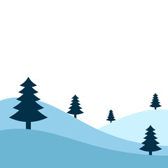 Minimalist Winter Landscape with Evergreen Trees