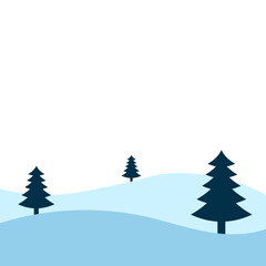 Minimalist Winter Landscape with Evergreen Trees