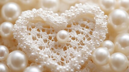 Fototapeta premium Pearl Heart in Lace and Pearls