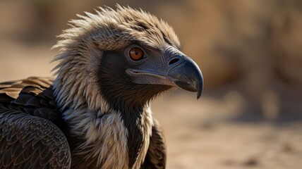 Fototapeta premium The Eurasian Griffon Vulture, a large bird of prey known for its distinctive appearance and powerful body.