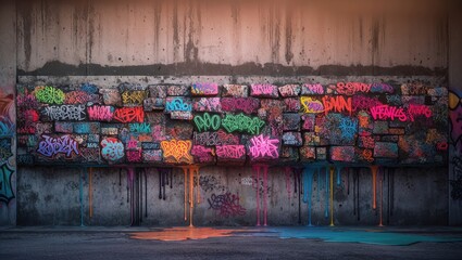 neon graffiti on the wall