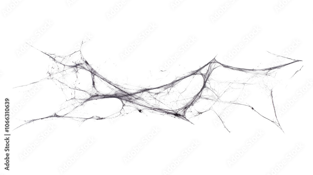 Aufkleber a sparse web of translucent spider silk glistens against a transparent background, creating a delica