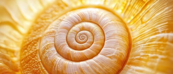 Closeup of a snail shell, intricate spiral patterns, earthy tones and soft shadows