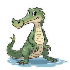Fototapeta premium Embrace the joy of friendship with a charming cartoon crocodile character , digital illustration of character design concept.