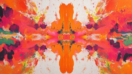 Fototapeta premium Abstract Painting with Orange, Red, and Pink Colors