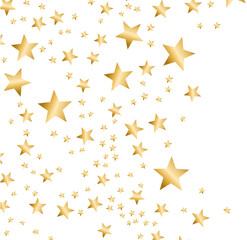 Obraz premium A white background with a scattering of gold stars of various sizes.