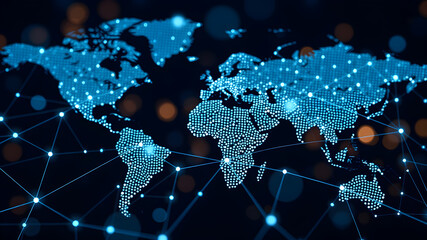 Fototapeta premium World map concept background. Modern Global map creative concept. AI generated image, ai