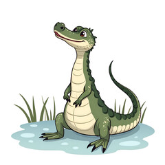 Fototapeta premium This friendly creature teaches us the importance of protecting wetlands and wildlife, digital illustration of cartoon character design concept.