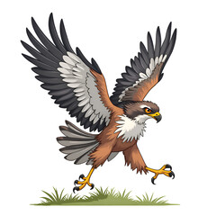 Fototapeta premium The hawk takes flight, embodying determination and the pursuit of dreams, digital art of animal illustration concept.