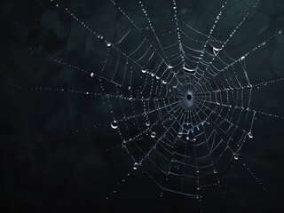 Naklejka premium spider web on the dew,spider web with dew drops,spider web with dew drops