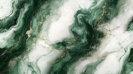 Fototapeta premium Abstract Green and Gold Marble Swirls