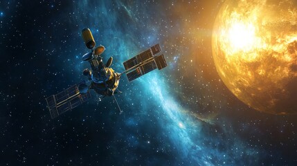 Fototapeta premium space probe with space for text