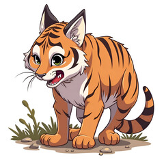 Fototapeta premium Every moment with a tiger cub brings joy and adventure into our lives, digital illustration of character design concept.