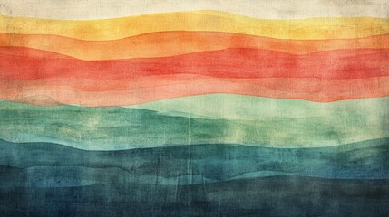 Fototapeta premium Abstract Watercolor Landscape with Yellow, Orange, Red, and Blue Hues