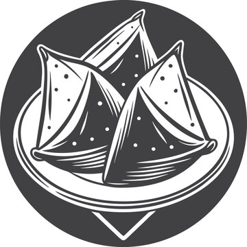 black and white samosas on plate clip art preview