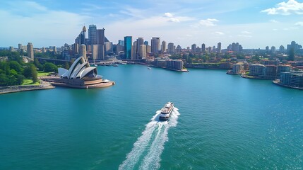 Naklejka premium Sydney Harbor Opera House Cityscape Skyline Arrow