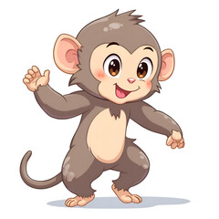 Fototapeta premium Embrace the joy of playfulness with a charming cartoon monkey design, digital illustration of character design concept.