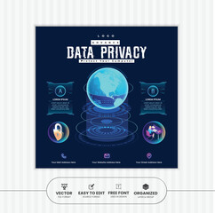 Fototapeta premium Cyber Security social media post design template