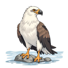 Obraz premium The elegance of nature captured in a portrait of a noble eagle on a serene rock, digital illustration of animal portrait concept.
