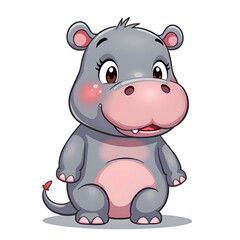 Naklejka premium Embrace joy and playfulness with a cheerful cartoon hippo character design, digital illustration of character design concept.