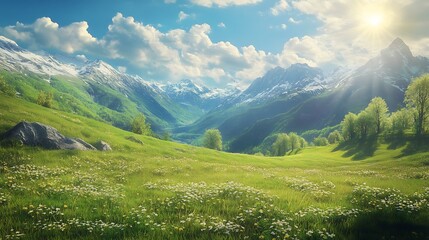 Fototapeta premium Wonderful springtime landscape on a sunny afternoon