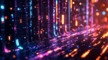 Obraz premium Abstract Digital Grid with Glowing Lines and Lights