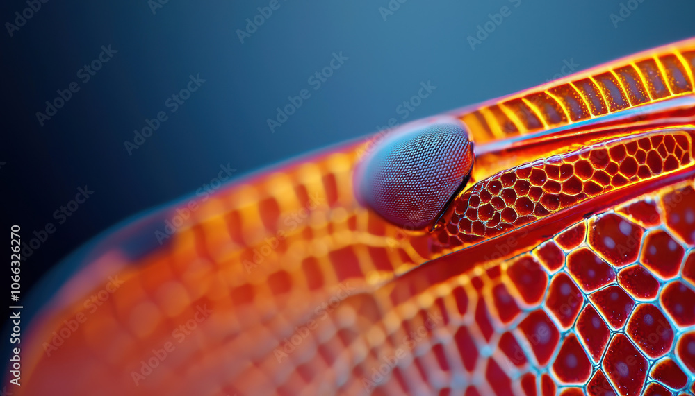 Poster a close-up image showcasing intricate textures and patterns, highlighting vibrant orange hues and de