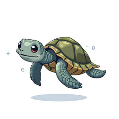 Fototapeta premium Dive into the enchanting world of a playful sea turtle swimming gracefully through water, digital art of character design concept.