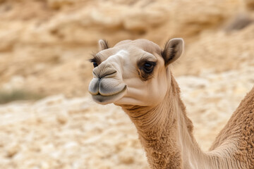 Obraz premium Young Camel in Desert Landscape