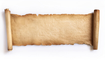 Sheet of old parchment paper isolated on white, top view