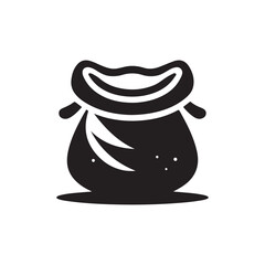 Vector Illustration of a Sack Silhouette Icon on White