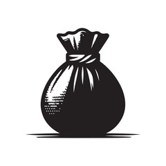 Sack Icon Silhouette Vector Illustration with White Background.