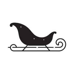 Christmas Sleigh Silhouette Icon - Santa’s Sleigh Vector Design.
