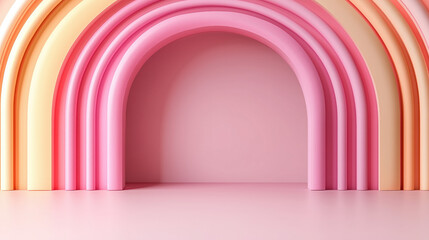 3d rainbow in pastel colors for children's playrooms and Montessori-style classrooms.