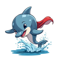 Naklejka premium Embrace the joy of adventure with this cheerful dolphin character design, digital art of character design concept.