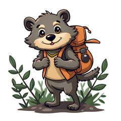 Fototapeta premium Embrace the spirit of adventure with whiskers the cute explorer in nature s wonders, digital illustration of character design concept.
